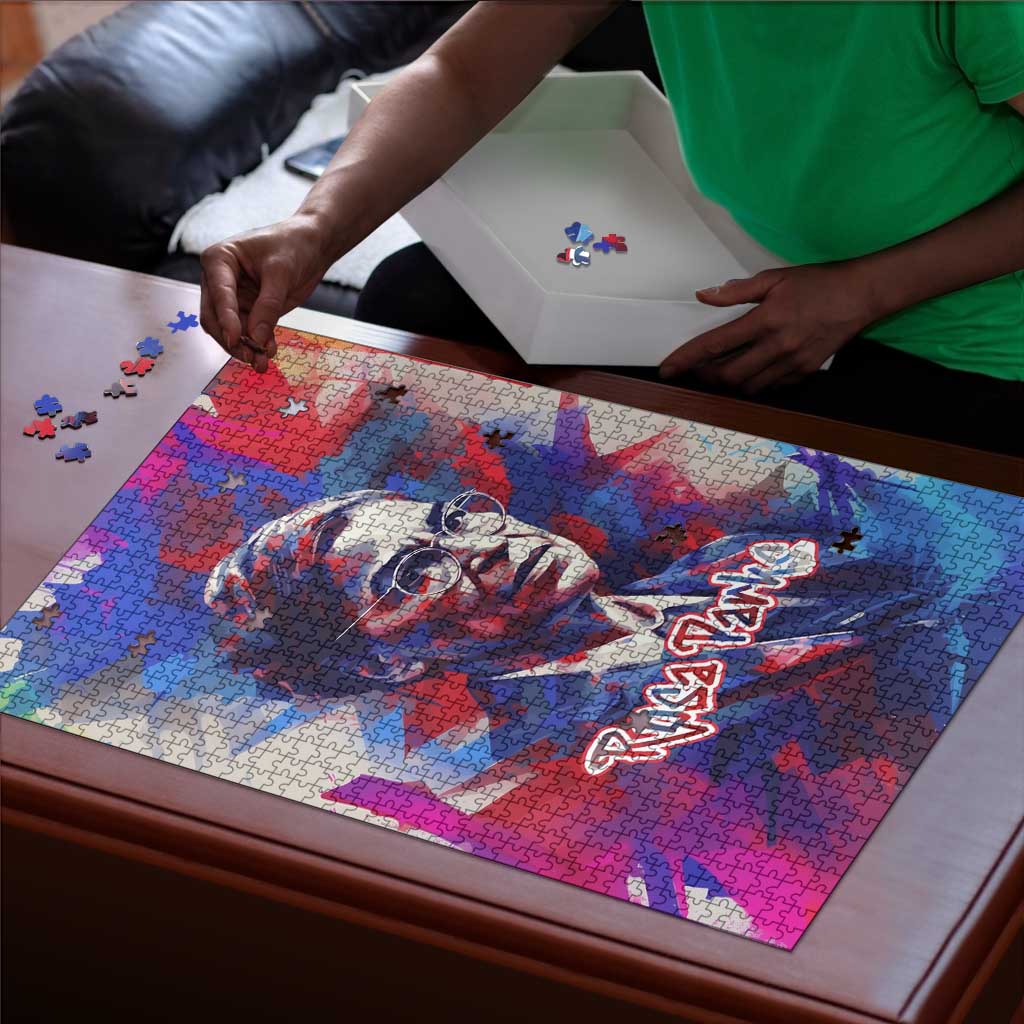 Rosa Parks Puzzle Red Blue Abstract Art Portrait Sitting Down to Stand Up Quote Civil Rights Tribute - African Pride