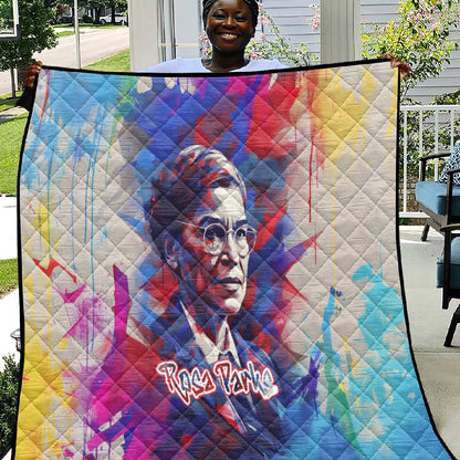 Rosa Parks Quilt Red Blue Abstract Art Portrait Sitting Down to Stand Up Quote Civil Rights Tribute - African Pride