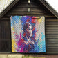 Rosa Parks Quilt Red Blue Abstract Art Portrait Sitting Down to Stand Up Quote Civil Rights Tribute - African Pride