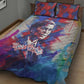 Rosa Parks Quilt Bed Set Red Blue Abstract Art Portrait Sitting Down to Stand Up Quote Civil Rights Tribute - African Pride