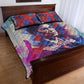 Rosa Parks Quilt Bed Set Red Blue Abstract Art Portrait Sitting Down to Stand Up Quote Civil Rights Tribute - African Pride