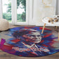 Rosa Parks Round Carpet Red Blue Abstract Art Portrait Sitting Down to Stand Up Quote Civil Rights Tribute - African Pride