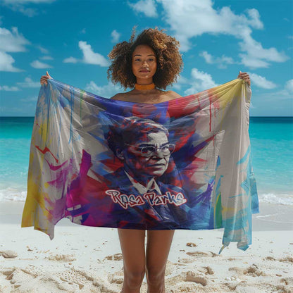Rosa Parks Sarong Red Blue Abstract Art Portrait Sitting Down to Stand Up Quote Civil Rights Tribute - African Pride