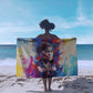 Rosa Parks Sarong Red Blue Abstract Art Portrait Sitting Down to Stand Up Quote Civil Rights Tribute - African Pride