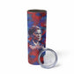 Rosa Parks Skinny Tumbler Red Blue Abstract Art Portrait Sitting Down to Stand Up Quote Civil Rights Tribute - African Pride