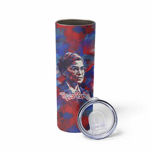 Rosa Parks Skinny Tumbler Red Blue Abstract Art Portrait Sitting Down to Stand Up Quote Civil Rights Tribute - African Pride