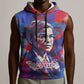 Rosa Parks Sleeveless Hoodie Red Blue Abstract Art Portrait Sitting Down to Stand Up Quote Civil Rights Tribute - African Pride