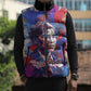 Rosa Parks Sleeveless Puffer Jacket Red Blue Abstract Art Portrait Sitting Down to Stand Up Quote Civil Rights Tribute - African Pride
