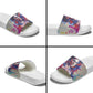 Rosa Parks Slide Sandals Red Blue Abstract Art Portrait Sitting Down to Stand Up Quote Civil Rights Tribute - African Pride