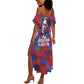 Rosa Parks Summer Maxi Dress Red Blue Abstract Art Portrait Sitting Down to Stand Up Quote Civil Rights Tribute TS04