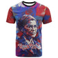 Rosa Parks T shirt Red Blue Abstract Art Portrait Sitting Down to Stand Up Quote Civil Rights Tribute TS04