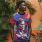 Rosa Parks T shirt Red Blue Abstract Art Portrait Sitting Down to Stand Up Quote Civil Rights Tribute TS04