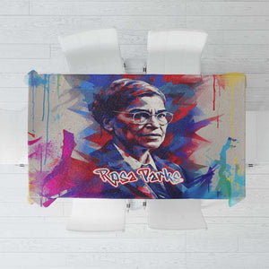 Rosa Parks Tablecloth Red Blue Abstract Art Portrait Sitting Down to Stand Up Quote Civil Rights Tribute - African Pride