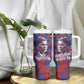 Rosa Parks Tumbler With Handle Red Blue Abstract Art Portrait Sitting Down to Stand Up Quote Civil Rights Tribute - African Pride