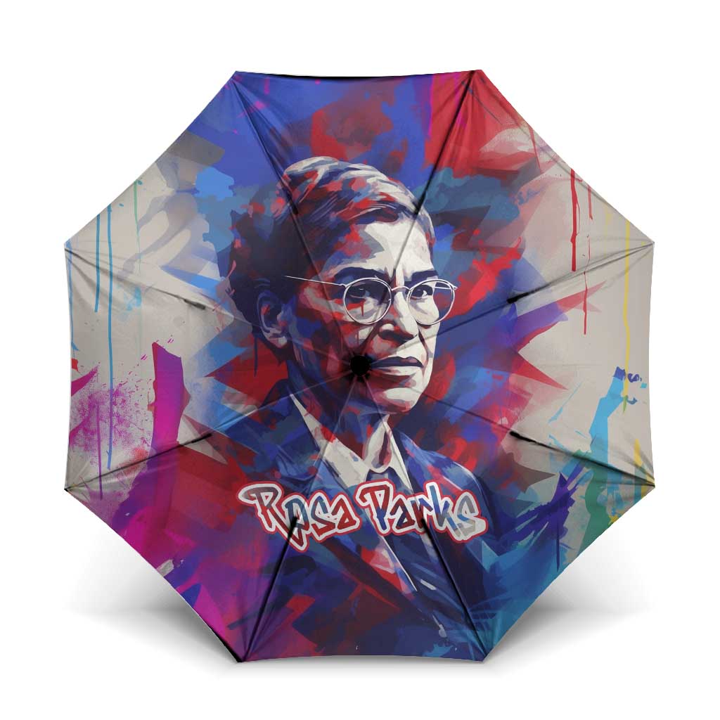Rosa Parks Umbrella Red Blue Abstract Art Portrait Sitting Down to Stand Up Quote Civil Rights Tribute - African Pride
