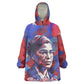 Rosa Parks Wearable Blanket Hoodie Red Blue Abstract Art Portrait Sitting Down to Stand Up Quote Civil Rights Tribute - African Pride