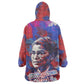 Rosa Parks Wearable Blanket Hoodie Red Blue Abstract Art Portrait Sitting Down to Stand Up Quote Civil Rights Tribute - African Pride