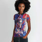 Rosa Parks Women Polo Shirt Red Blue Abstract Art Portrait Sitting Down to Stand Up Quote Civil Rights Tribute TS04