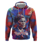 Rosa Parks Zip Hoodie Red Blue Abstract Art Portrait Sitting Down to Stand Up Quote Civil Rights Tribute - African Pride