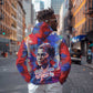 Rosa Parks Zip Hoodie Red Blue Abstract Art Portrait Sitting Down to Stand Up Quote Civil Rights Tribute - African Pride