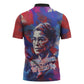 Rosa Parks Zipper Polo Shirt Red Blue Abstract Art Portrait Sitting Down to Stand Up Quote Civil Rights Tribute - African Pride