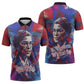 Rosa Parks Zipper Polo Shirt Red Blue Abstract Art Portrait Sitting Down to Stand Up Quote Civil Rights Tribute - African Pride