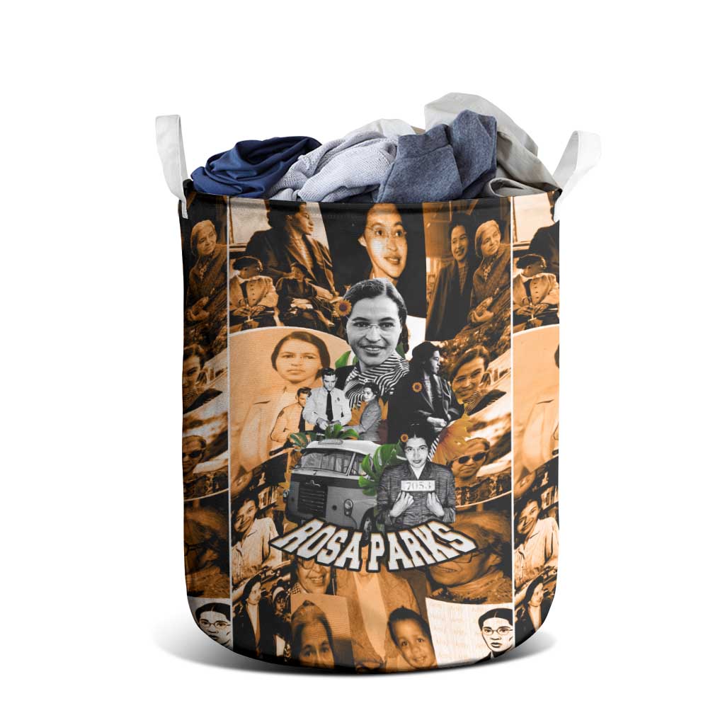 Rosa Parks Laundry Basket Sepia Collage Design Civil Rights Icon I Believe There Is Only One Race Quote - African Pride