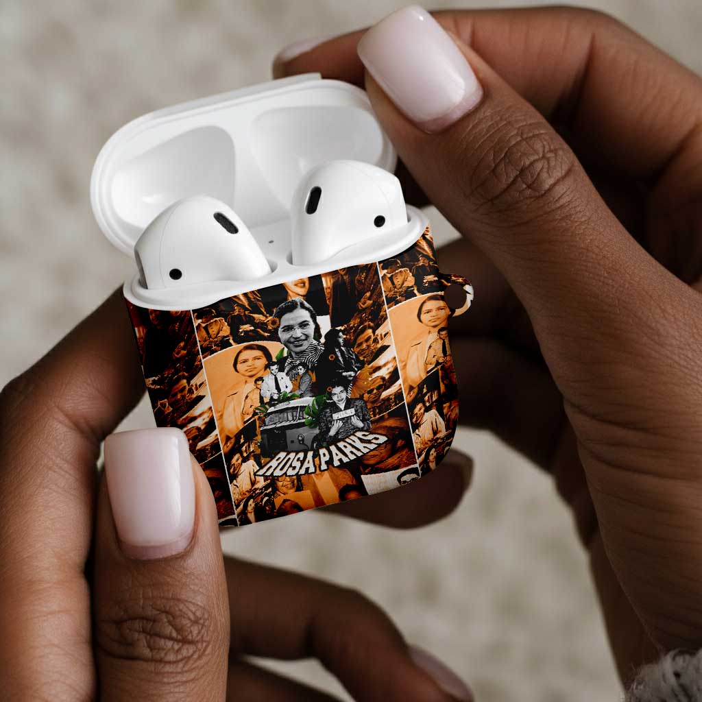 Rosa Parks AirPods Case Sepia Collage Design Civil Rights Icon I Believe There Is Only One Race Quote - African Pride