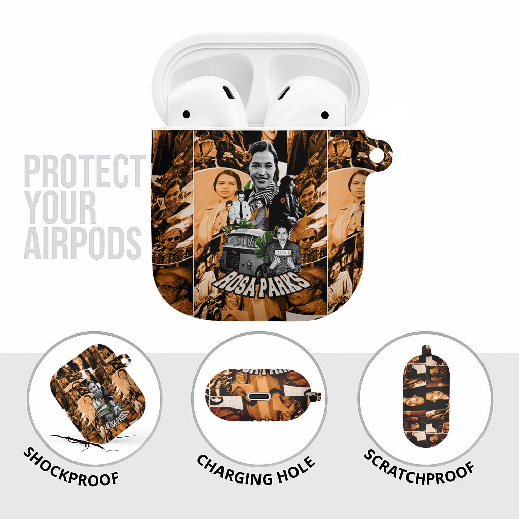 Rosa Parks AirPods Case Sepia Collage Design Civil Rights Icon I Believe There Is Only One Race Quote - African Pride