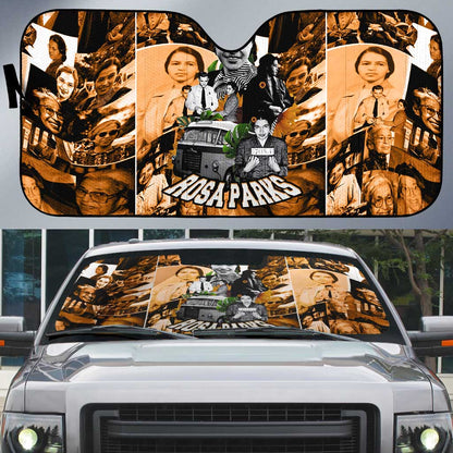Rosa Parks Auto Sun Shade Sepia Collage Design Civil Rights Icon I Believe There Is Only One Race Quote - African Pride