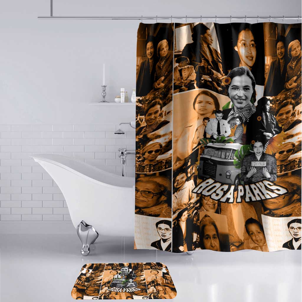 Rosa Parks Bathroom Set Sepia Collage Design Civil Rights Icon I Believe There Is Only One Race Quote - African Pride