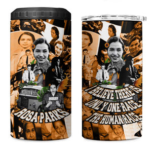 Rosa Parks 4 in 1 Can Cooler Tumbler Sepia Collage Design Civil Rights Icon I Believe There Is Only One Race Quote - African Pride