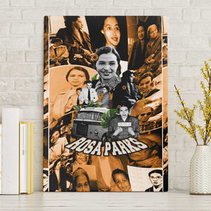 Rosa Parks Canvas Wall Art Sepia Collage Design Civil Rights Icon I Believe There Is Only One Race Quote - African Pride