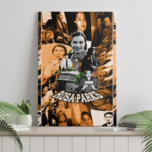 Rosa Parks Canvas Wall Art Sepia Collage Design Civil Rights Icon I Believe There Is Only One Race Quote - African Pride