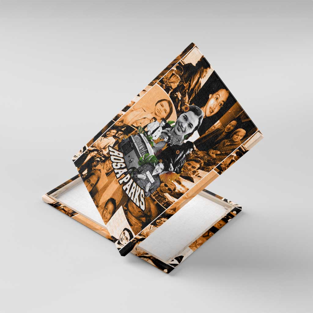 Rosa Parks Canvas Wall Art Sepia Collage Design Civil Rights Icon I Believe There Is Only One Race Quote - African Pride