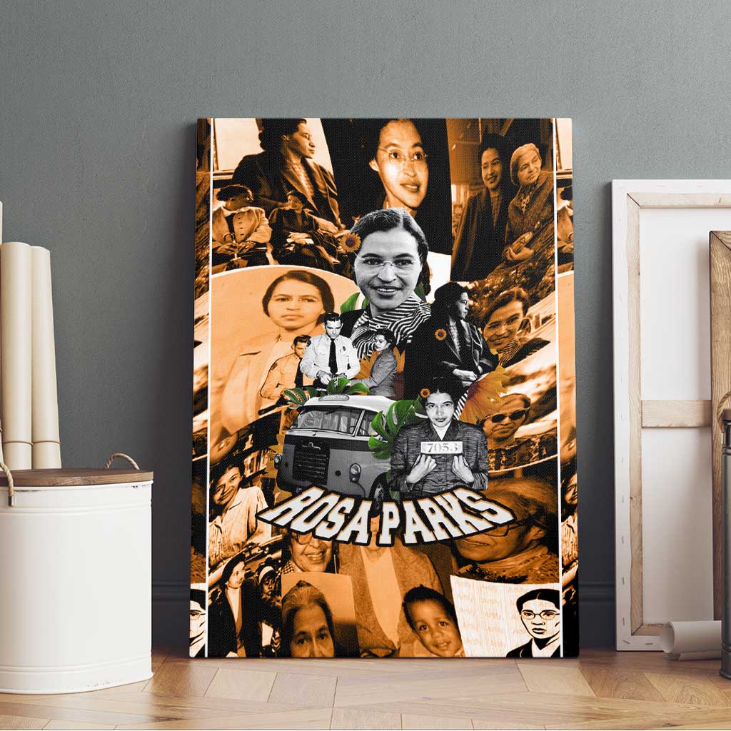 Rosa Parks Canvas Wall Art Sepia Collage Design Civil Rights Icon I Believe There Is Only One Race Quote - African Pride