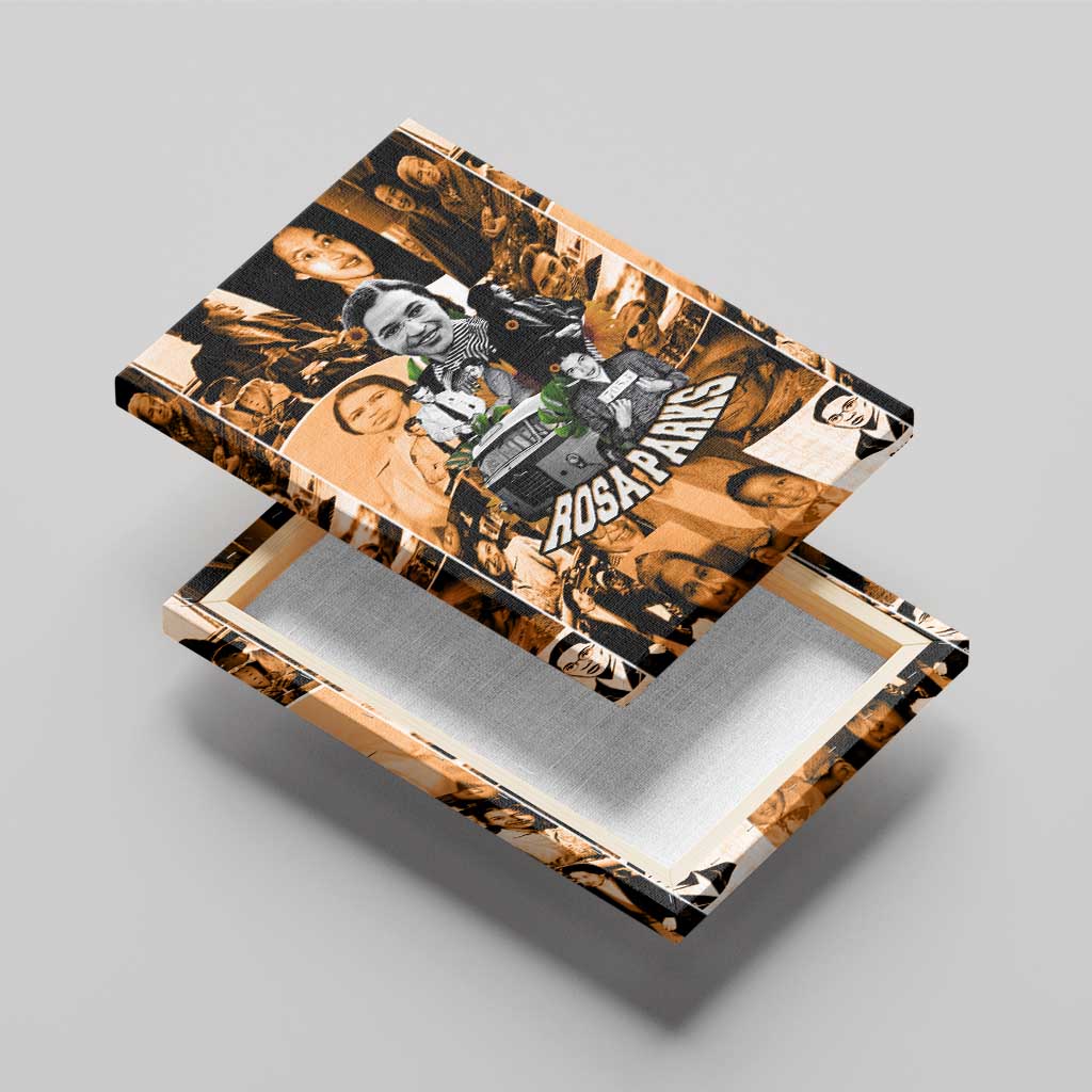Rosa Parks Canvas Wall Art Sepia Collage Design Civil Rights Icon I Believe There Is Only One Race Quote - African Pride