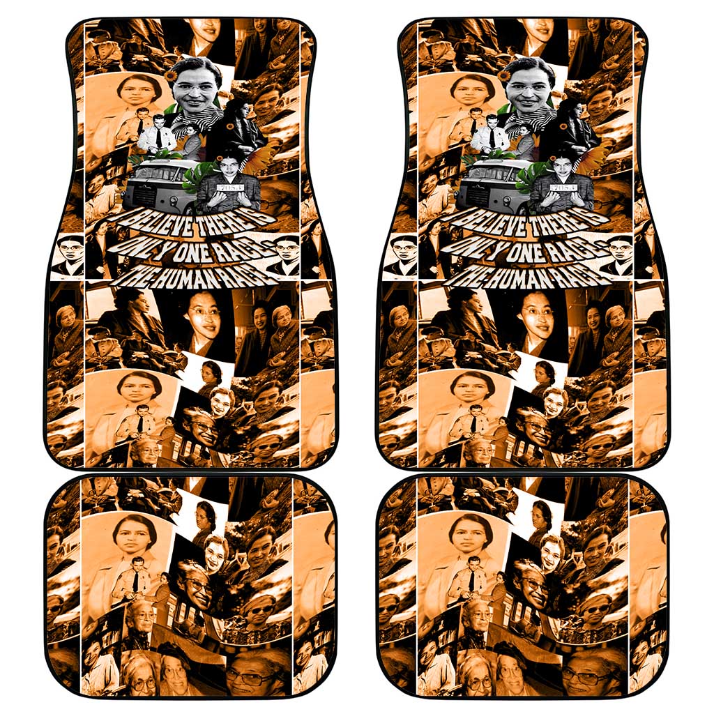 Rosa Parks Car Mats Sepia Collage Design Civil Rights Icon I Believe There Is Only One Race Quote - African Pride
