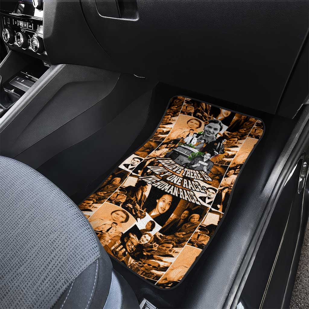 Rosa Parks Car Mats Sepia Collage Design Civil Rights Icon I Believe There Is Only One Race Quote - African Pride
