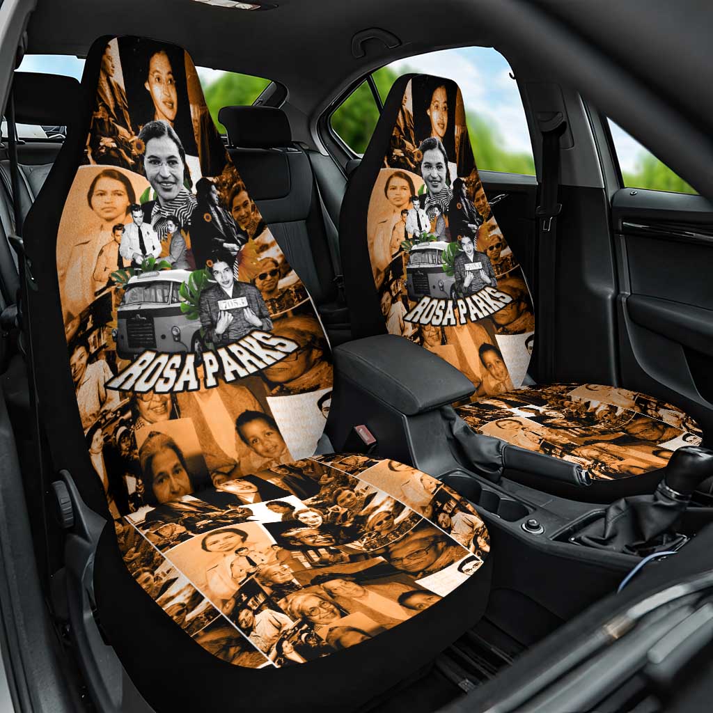 Rosa Parks Car Seat Cover Sepia Collage Design Civil Rights Icon I Believe There Is Only One Race Quote - African Pride