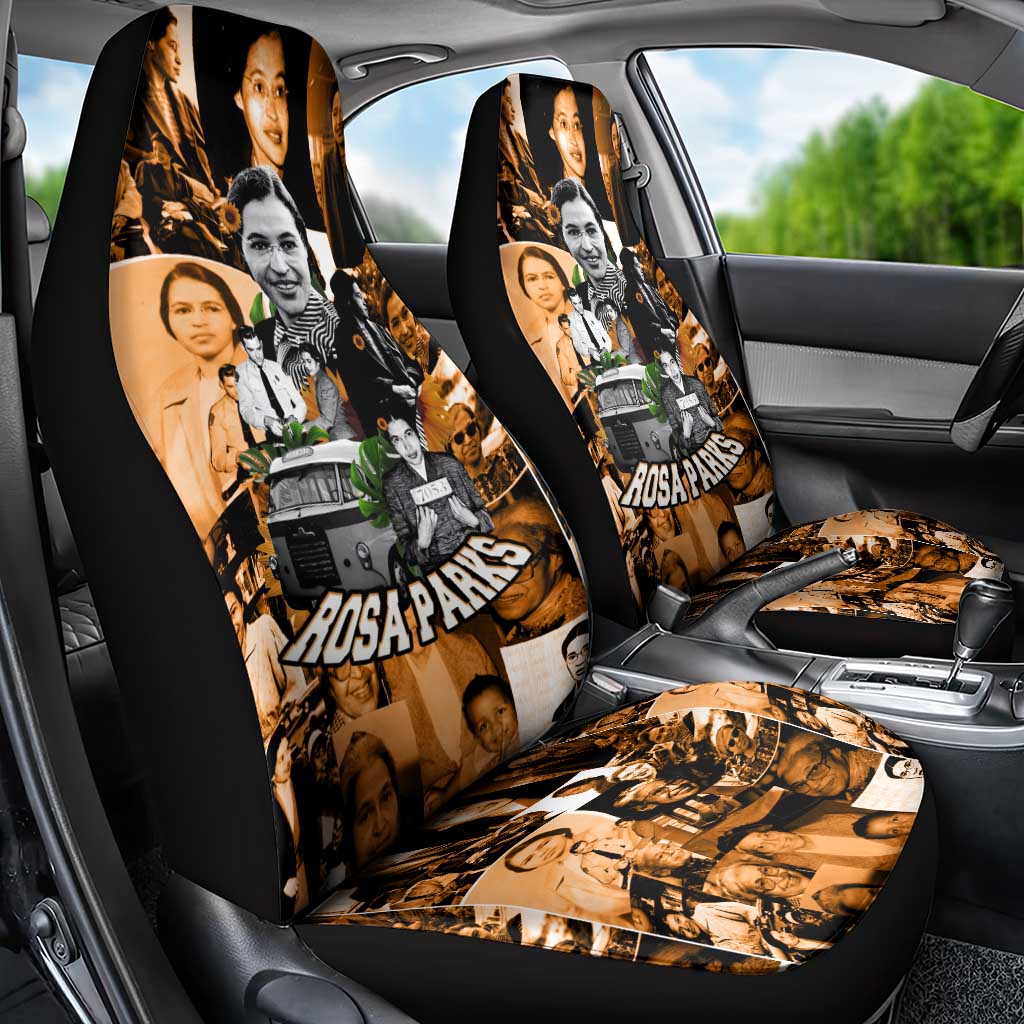 Rosa Parks Car Seat Cover Sepia Collage Design Civil Rights Icon I Believe There Is Only One Race Quote - African Pride