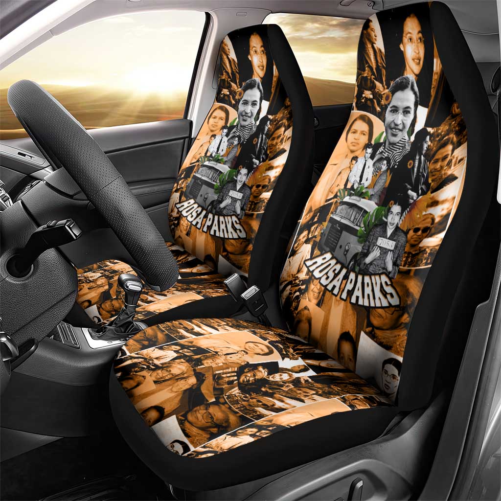 Rosa Parks Car Seat Cover Sepia Collage Design Civil Rights Icon I Believe There Is Only One Race Quote - African Pride