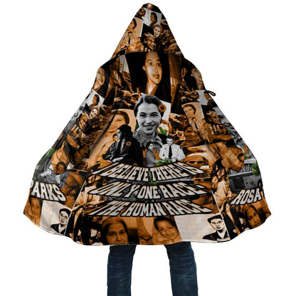 Rosa Parks Cloak Sepia Collage Design Civil Rights Icon I Believe There Is Only One Race Quote - African Pride