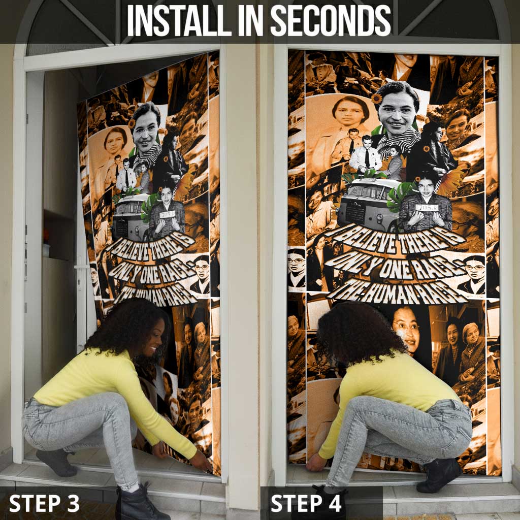 Rosa Parks Door Cover Sepia Collage Design Civil Rights Icon I Believe There Is Only One Race Quote - African Pride
