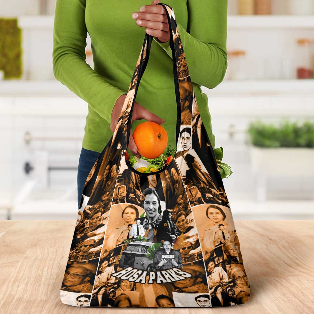 Rosa Parks Grocery Bag Sepia Collage Design Civil Rights Icon I Believe There Is Only One Race Quote - African Pride