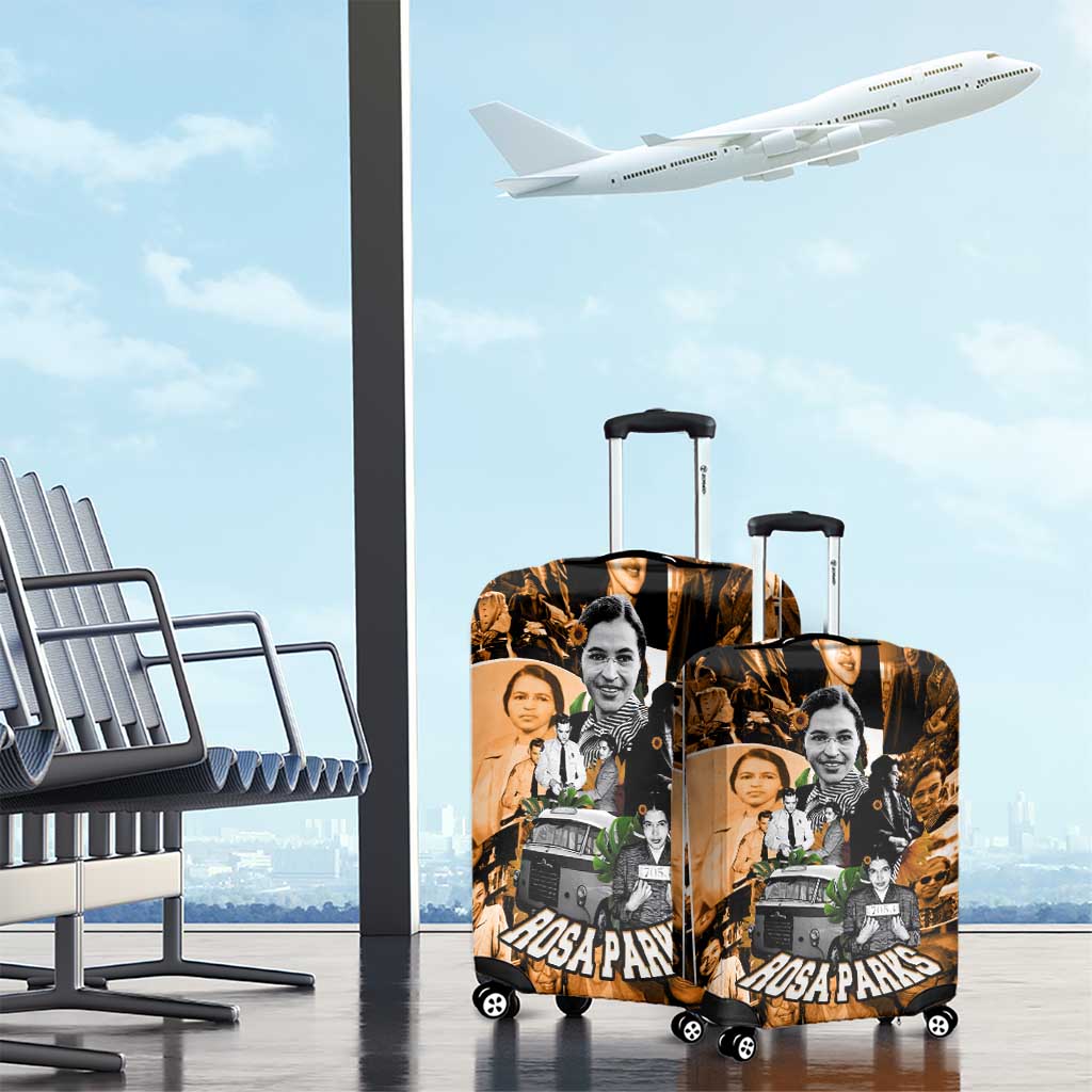 Rosa Parks Luggage Cover Sepia Collage Design Civil Rights Icon I Believe There Is Only One Race Quote - African Pride