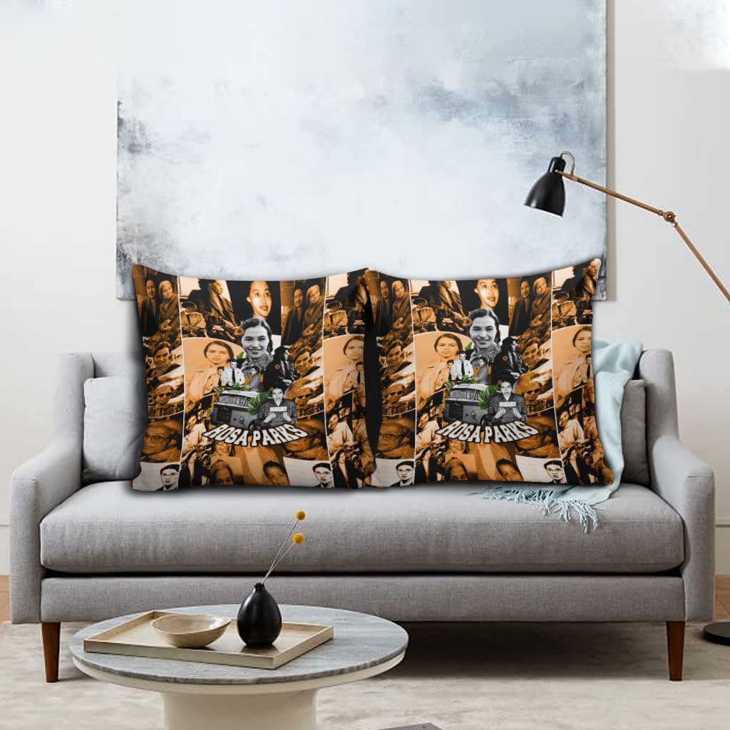 Rosa Parks Pillow Cover Sepia Collage Design Civil Rights Icon I Believe There Is Only One Race Quote - African Pride