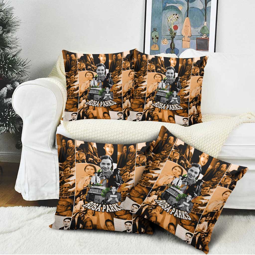 Rosa Parks Pillow Cover Sepia Collage Design Civil Rights Icon I Believe There Is Only One Race Quote - African Pride