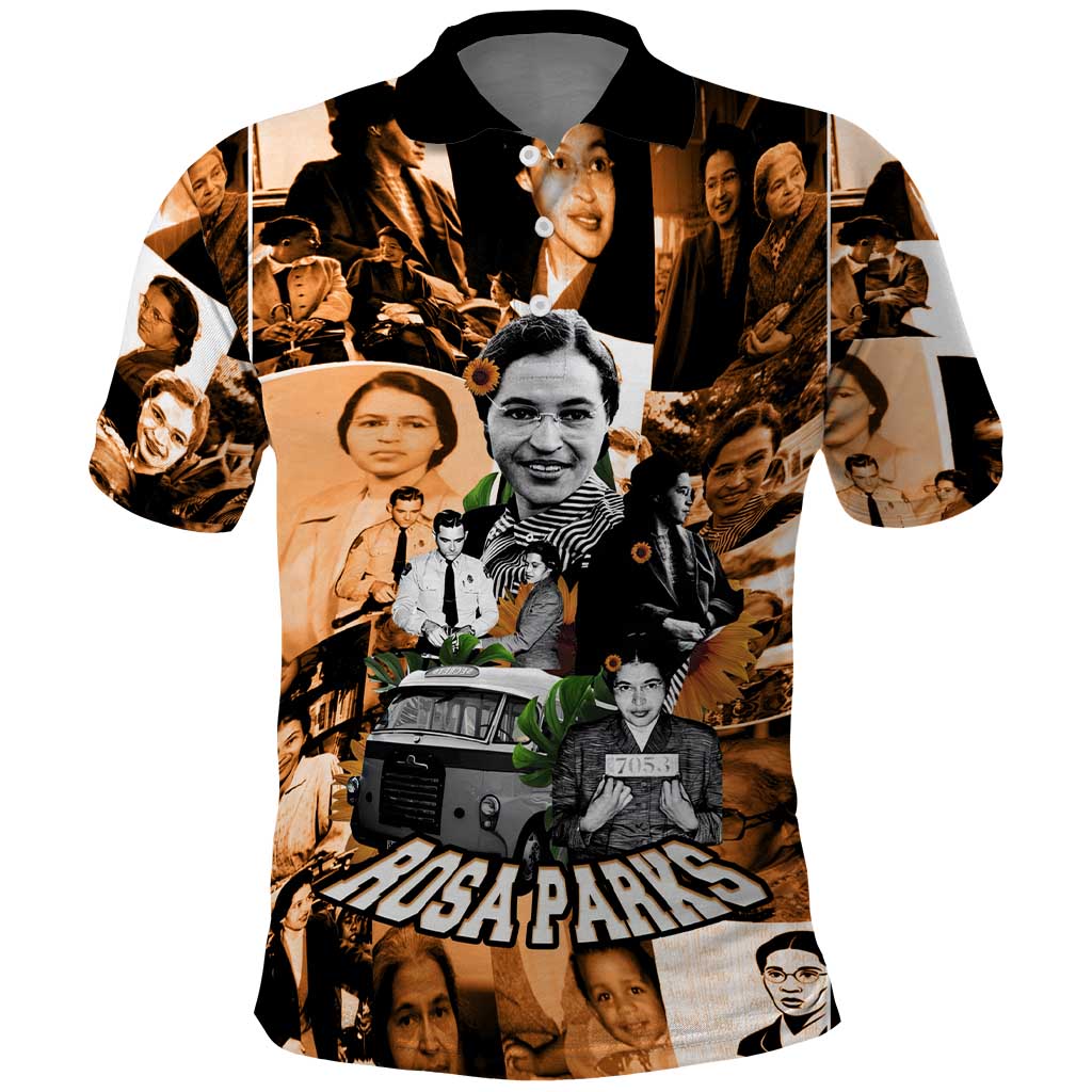 Rosa Parks Polo Shirt Sepia Collage Design Civil Rights Icon I Believe There Is Only One Race Quote TS04