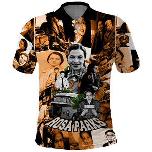 Rosa Parks Polo Shirt Sepia Collage Design Civil Rights Icon I Believe There Is Only One Race Quote TS04